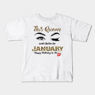 This Queen Was Born In January Leopard Pattern Kids T-Shirt